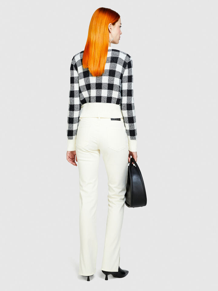 Colorful jeans with slits - women's slim fit jeans - Creamy White | Sisley image number 3